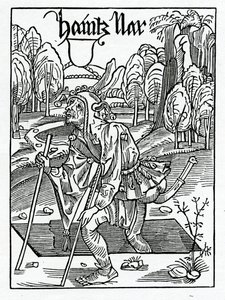 Van oude dwazen, dat wil zeggen hoe langer ze leven, hoe meer ze geneigd zijn tot dwaasheid, illustratie uit Alexander Barclay